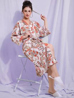 LacyLook - Soft Textured Breathable Premium Waffle Cotton Bathrobe with Belt-White