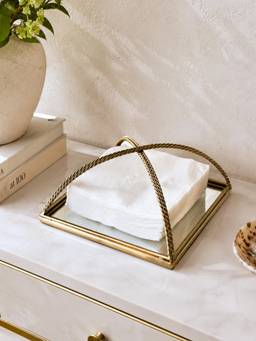 Mason Home - Braided Gold Mirror Tissue Holder