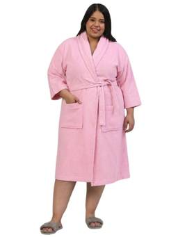 Creeva - Luxury Cotton Bathrobe with Belt for Women- Pink