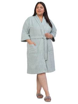 Creeva - Luxury Cotton Bathrobe with Belt for Women- Light Green