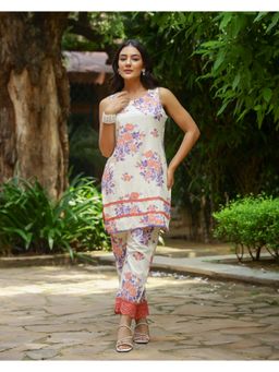 Mayurie - Beige Block Printed Cotton Co-Ord (Set of 2)