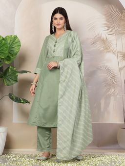 Nayam by lakshita - Solid Straight Shandon Kurta and Pant with Dupatta (Set of 3)