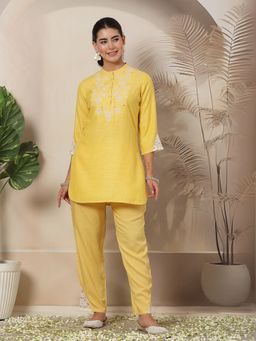 Nayam by lakshita - Solid Embroidered Straight Kurta and Palazzo for Women (Set of 2)