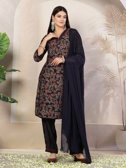 Nayam by lakshita - Floral Printed Modal Chanderi Kurta and Pant with Dupatta (Set of 3)