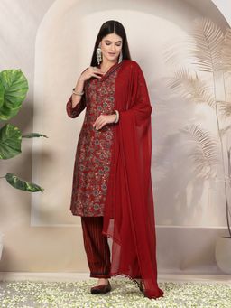 Nayam by lakshita - Floral Printed Modal Chanderi Kurta and Pant with Dupatta (Set of 3)