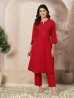 Nayam by lakshita - Embroidered Yoke Straight Kurta and Pant for Woman (Set of 2)