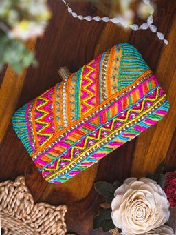 NR by Nidhi Rathi - Multi-Color Clutch Bag with Detachable Strap