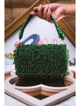 NR by Nidhi Rathi - Green Flap Clutch Bag with Detachable Strap