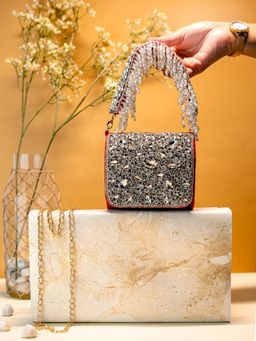 NR by Nidhi Rathi - Red Mini Flap Clutch Bag with Detachable Strap