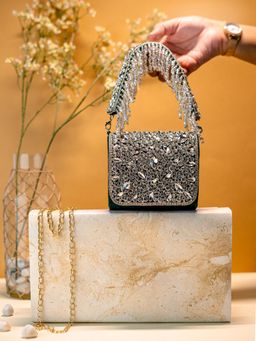 NR by Nidhi Rathi - Green Mini Flap Clutch Bag with Detachable Strap