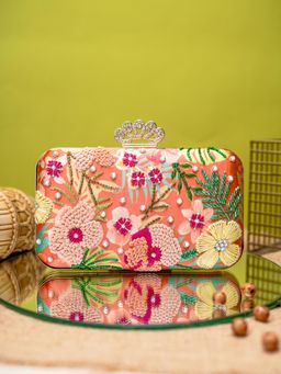 NR by Nidhi Rathi - Multi-Color Highlight Box Bag Clutch with Detachable Chain