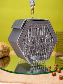 NR by Nidhi Rathi - Dazzling Grey Hexadrop Clutch Bag