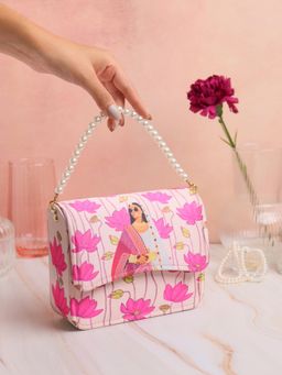 NR by Nidhi Rathi - Floral Printed Flap Clutch Bag with Detachable Strap