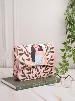 NR by Nidhi Rathi - Graphic Printed Flap Clutch Bag with Detachable Strap