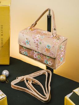 NR by Nidhi Rathi - Beige Mdf Flap Clutch Bag with Detachable Strap