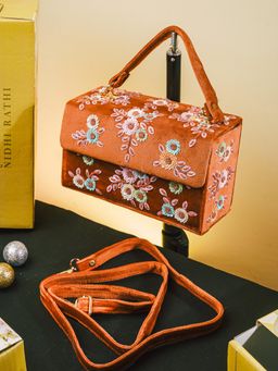 NR by Nidhi Rathi - Tan Mdf Flap Clutch Bag with Detachable Strap