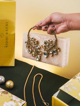 NR by Nidhi Rathi - Beige Resin Clutch Bag with Detachable Strap
