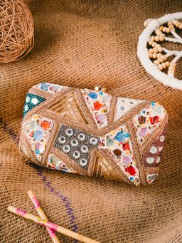 NR by Nidhi Rathi - Peach Embellished Party Box Clutch