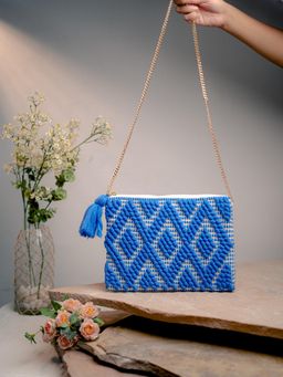 NR by Nidhi Rathi - Blue Embroidered Casual Envelope Sling Bag