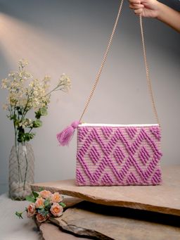 NR by Nidhi Rathi - Purple Embroidered Casual Envelope Sling Bag