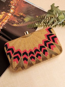 NR by Nidhi Rathi - Gold Embellished Casual Box Clutch