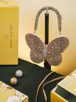 NR by Nidhi Rathi - Butterfly Shape Studded Flap Clutch Bag