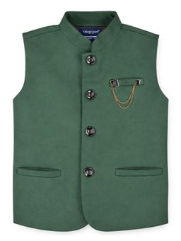 CHARCHIT - Boys Sleeveless Solid Nehru Jacket