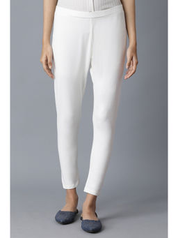 W - Ecru Solid Slim Pant