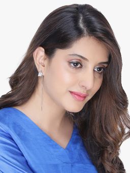 Yellow Chimes - Silver-Plated Crystal-Studded Danglres Earrings