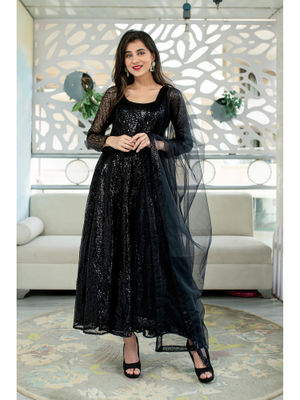 Black sequin anarkali clearance