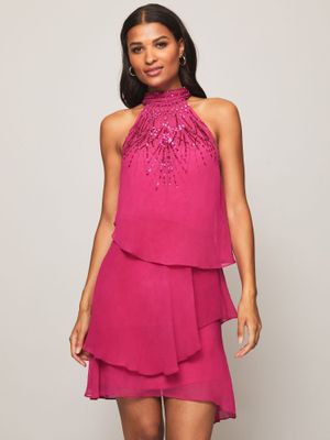 gold metallic midi dress