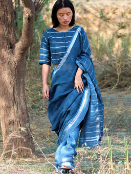 Chidiyaa - Ambar Handwoven Linen Saree