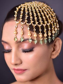 AG'S - Light Green Gold Plated Kundan Passa