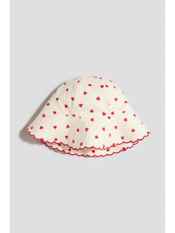 H&M - Girls White Printed Wide-Brim Sun Hat
