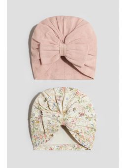 H&M - Girls Beige 2-Pack Bow-Detail Beanies