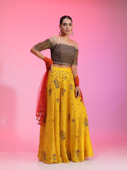 Kudi Pataka Designs - Thea Yellow Classic Lehenga With Choli & Dupatta (Set of 3)