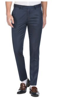Arrow - Men Navy Mid Rise Solid Formal Trousers