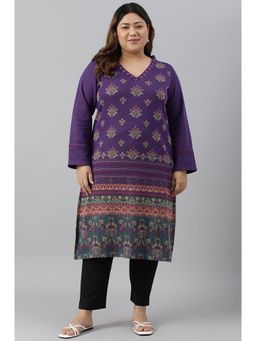 W - Purple Floral Winter Kurta