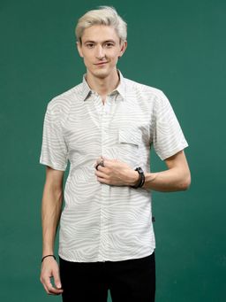 RIGO - Men Grey & White Printed Shirt