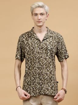 RIGO - Men Olive Abstract Print Shirt