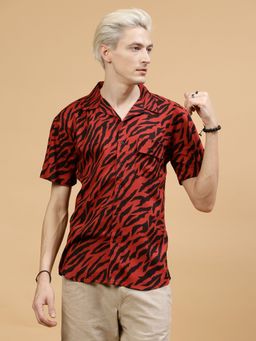 RIGO - Men Red Animal Print Shirt