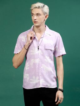 RIGO - Men Light Purple Printed Shirt