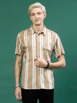RIGO - Men Light Beige Stripes Shirt
