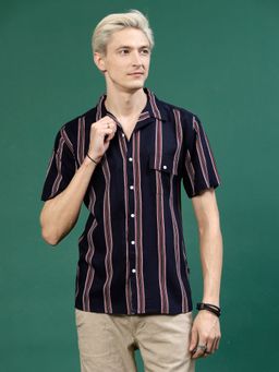 RIGO - Men Navy Blue Stripes Shirt