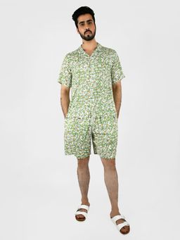 Blissence - White and Green daisy Printed Co-Ord Set