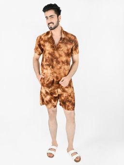 Blissence - Brown Tie and Dye Printed Co-Ord Set