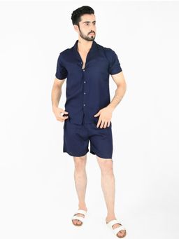 Blissence - Navy Blue Solid Co-Ord Set