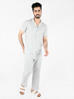 Blissence - Blue Cotton Stripes Printed Co-Ord Set