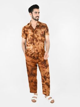 Blissence - Brown Cotton Tie & Dye Printed Co-Ord Set