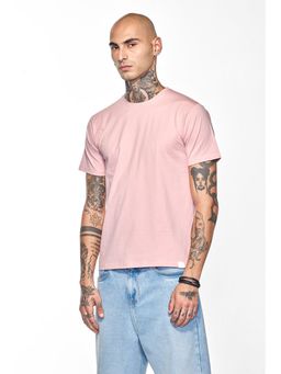 Snitch - Light Pink Plain Half Sleeves Slim Casual T-shirt for Men